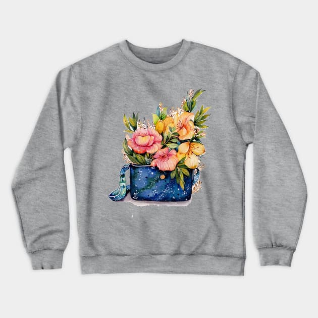 Watercolor Flowers in a Pot 🌸🌸🌸 Crewneck Sweatshirt by Anonic